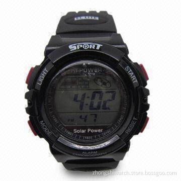 2012 Digital Watch, Made of ABS/PU Material, Electronic Solar Movement